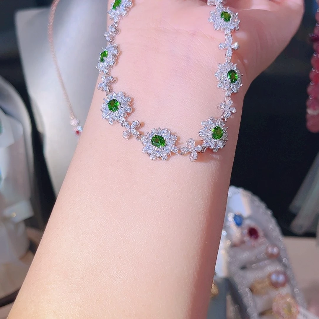 透辉石项链银S925镶嵌