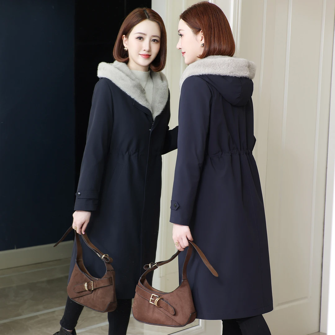 【米赛娅】貂绒尼克服106-110衣长女长款内胆可拆卸外壳可单穿宽松