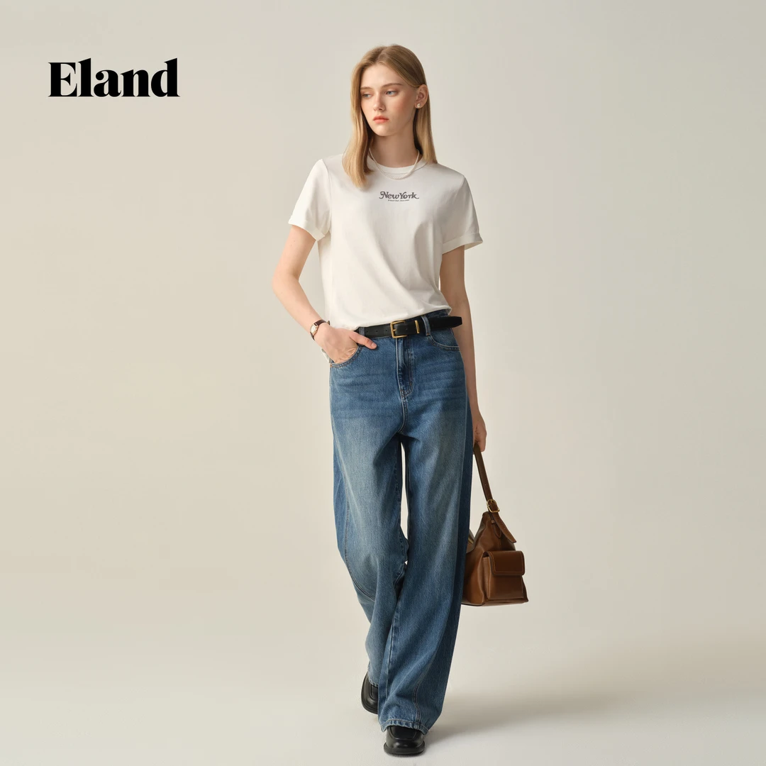 【武林总店专享】Eland衣恋牛仔裤女宽松2025秋季新款EETJF49M08