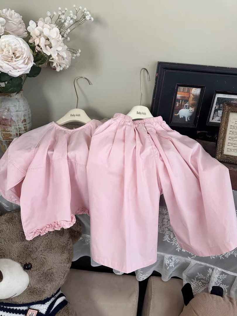 亲子款 （ 100棉）巨显气色！女童套装2025春季新款气质阔腿裤两件套