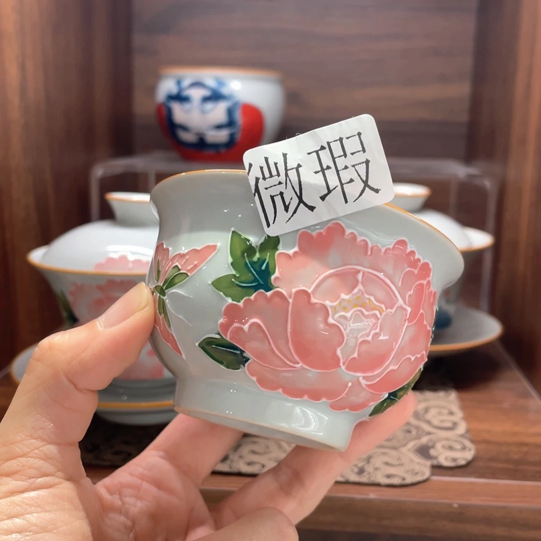 釉下彩纯手绘有瑕