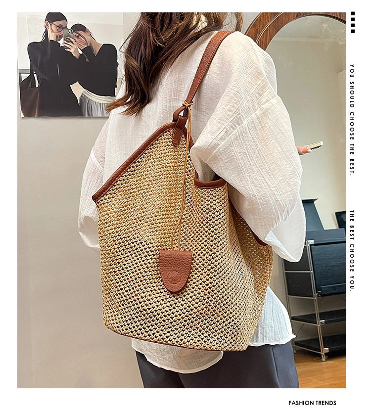 夏天小众编织包包女式2025新款大容量时尚草编包百搭通勤托特包