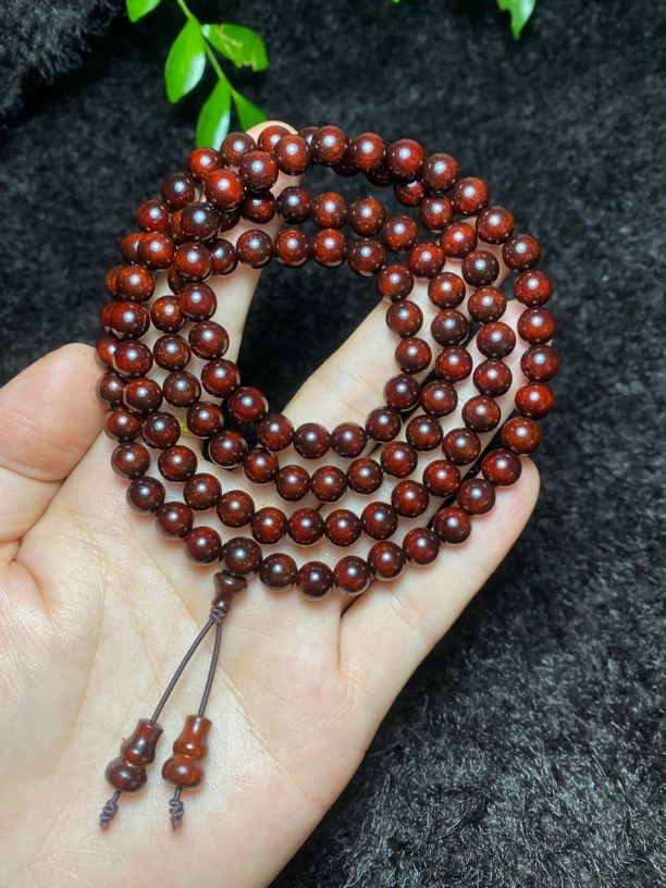 正宗印度小叶紫檀手串老料泥料7mm108颗带金星男女情侣款檀手链