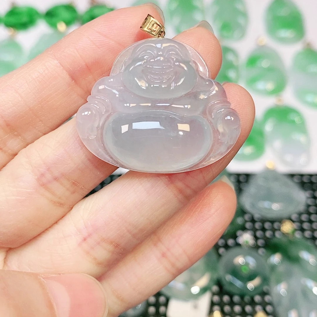 翡翠吊坠(不含链)18K金镶嵌