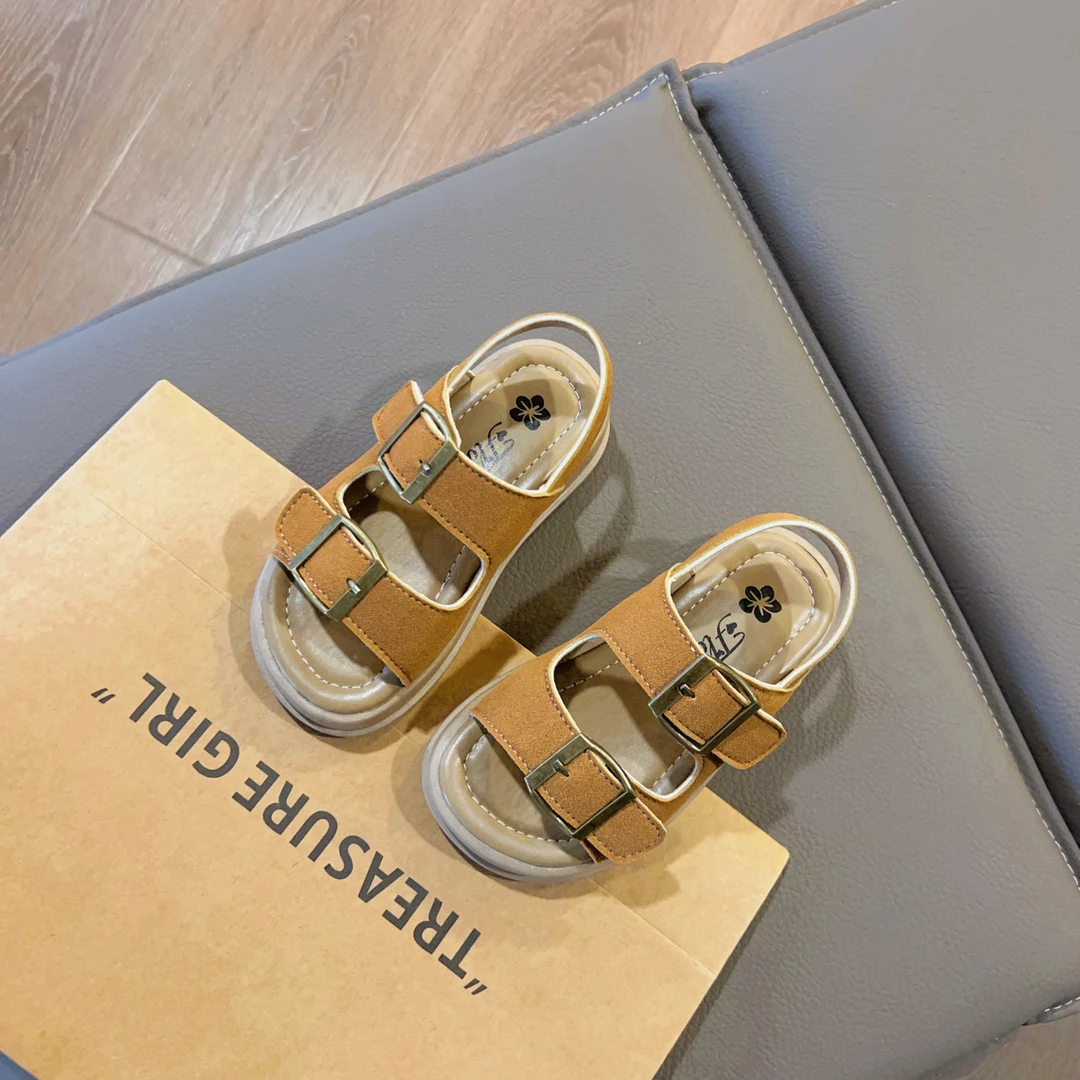 【洋洋童鞋】儿童春夏新款百搭金属方扣凉鞋时尚简约童鞋HD-0017