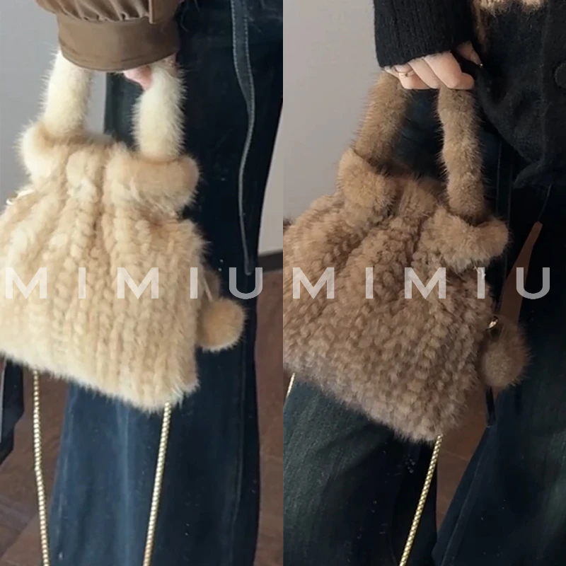 【mimius】U 芬兰进口SagaFurs编织水貂福袋手提 包 汉服 WG11305