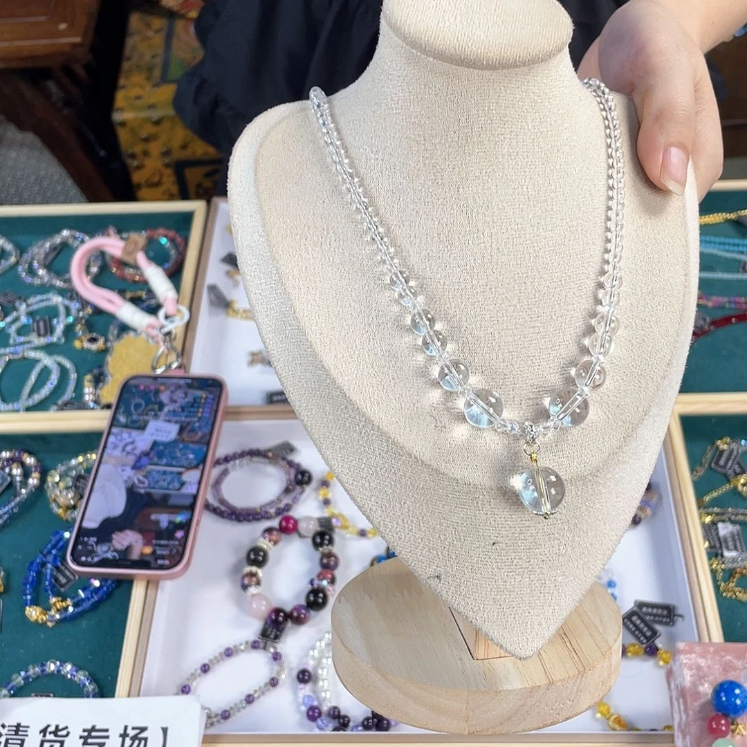 水晶手链银S925镀金镶嵌