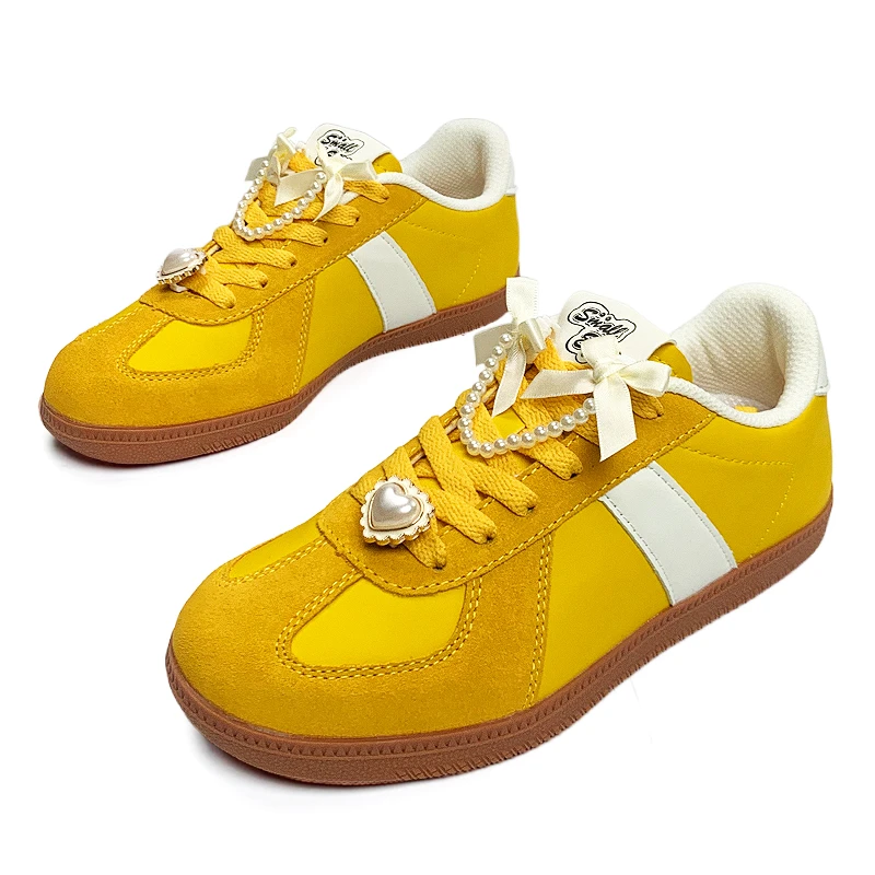 SMALLEYES小逗眼女鞋潮流时尚百搭多巴胺琥珀黄德训鞋板鞋92585