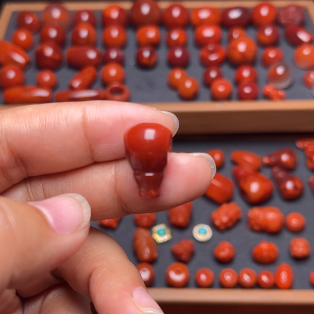 南红玛瑙配饰未镶嵌火焰纹三通卡11.3mm