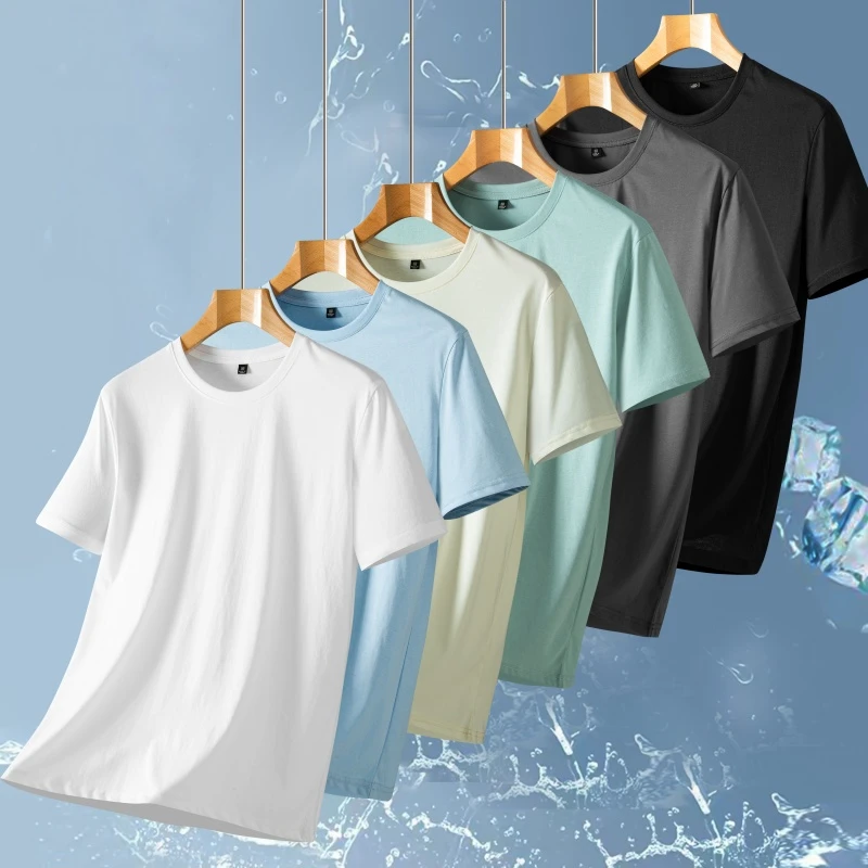 索罗娜凉感男士短袖7A级抗菌圆领夏季透气薄款T恤休闲纯色打底