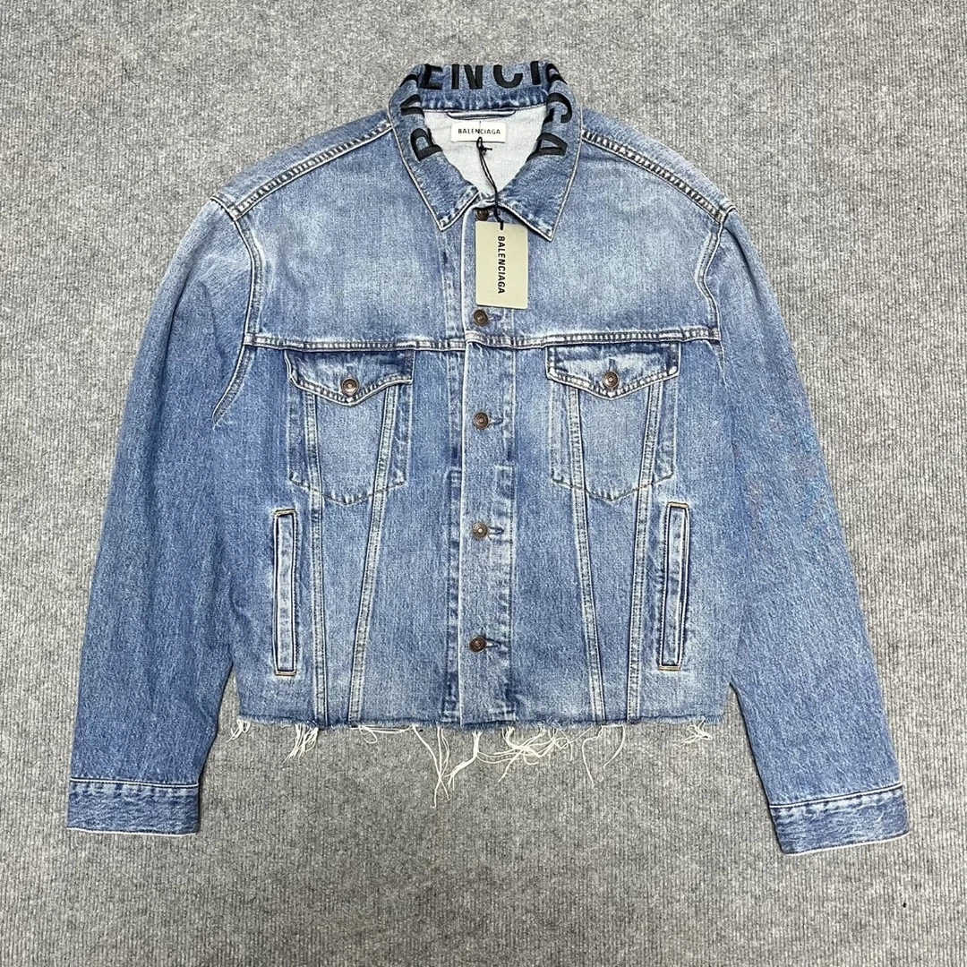 未使用 Balenciaga/巴黎世家 领口logo牛仔夹克/码36