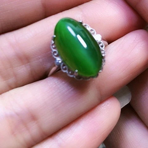 和田玉银S925镶嵌戒指