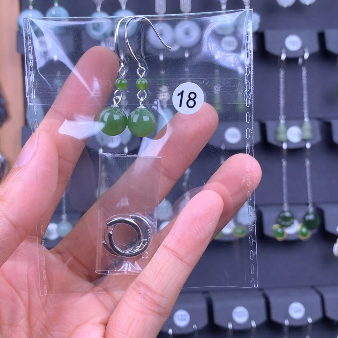 和田玉耳饰银S925镶嵌刘**娘