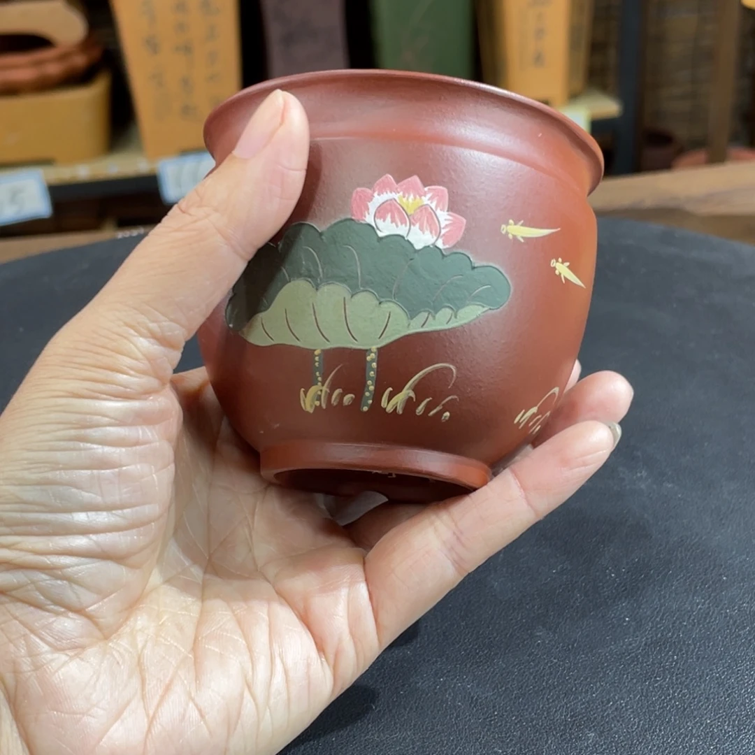 紫砂花盆紫砂和白
