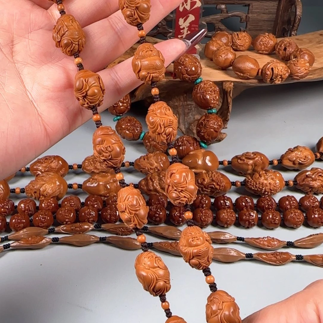 橄榄核手串/手链宽1.4-1.5小籽梅林鸡血红核群仙会