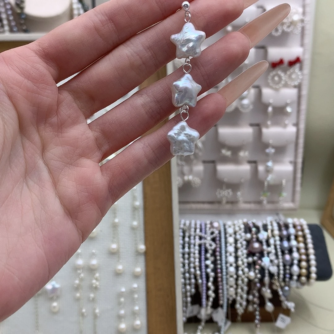 淡水珍珠耳饰银S925镶嵌