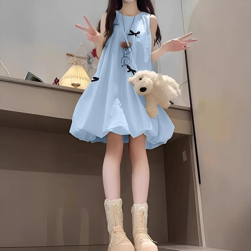女童连衣裙夏季2025新款儿童洋气无袖花苞裙女孩夏装时髦公主裙子