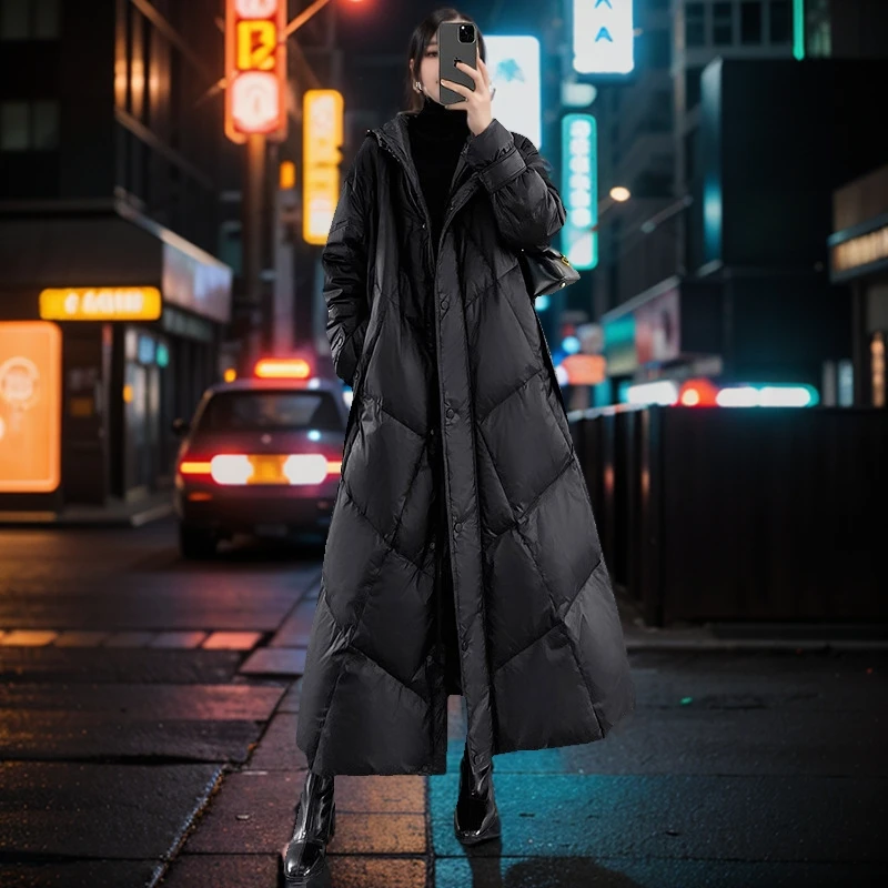 A2025年新款女冬过膝中长款棉服大码胖mm宽松加厚棉衣潮流外套