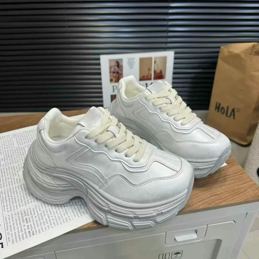 厚底增高真皮老爹鞋女2025春季新款百搭松糕小白鞋运动鞋X28