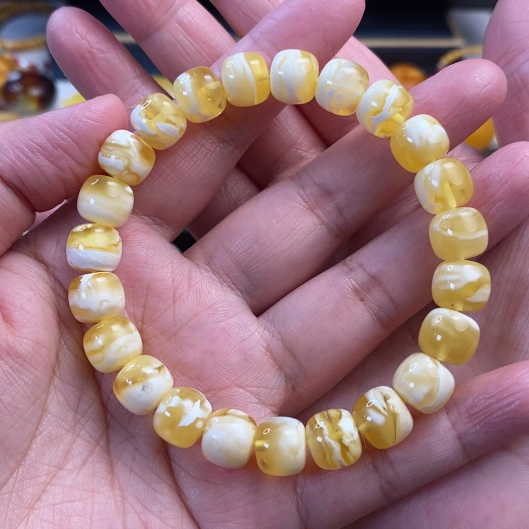 未镶嵌琥珀裸石金虎皮纹老型手串9.9