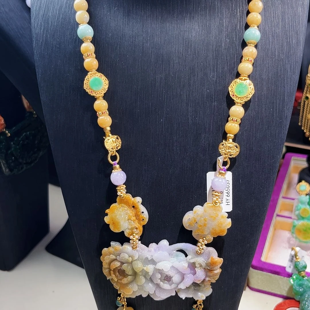 【闪购商品】翡翠吊坠(赠链)未镶嵌凤穿牡丹