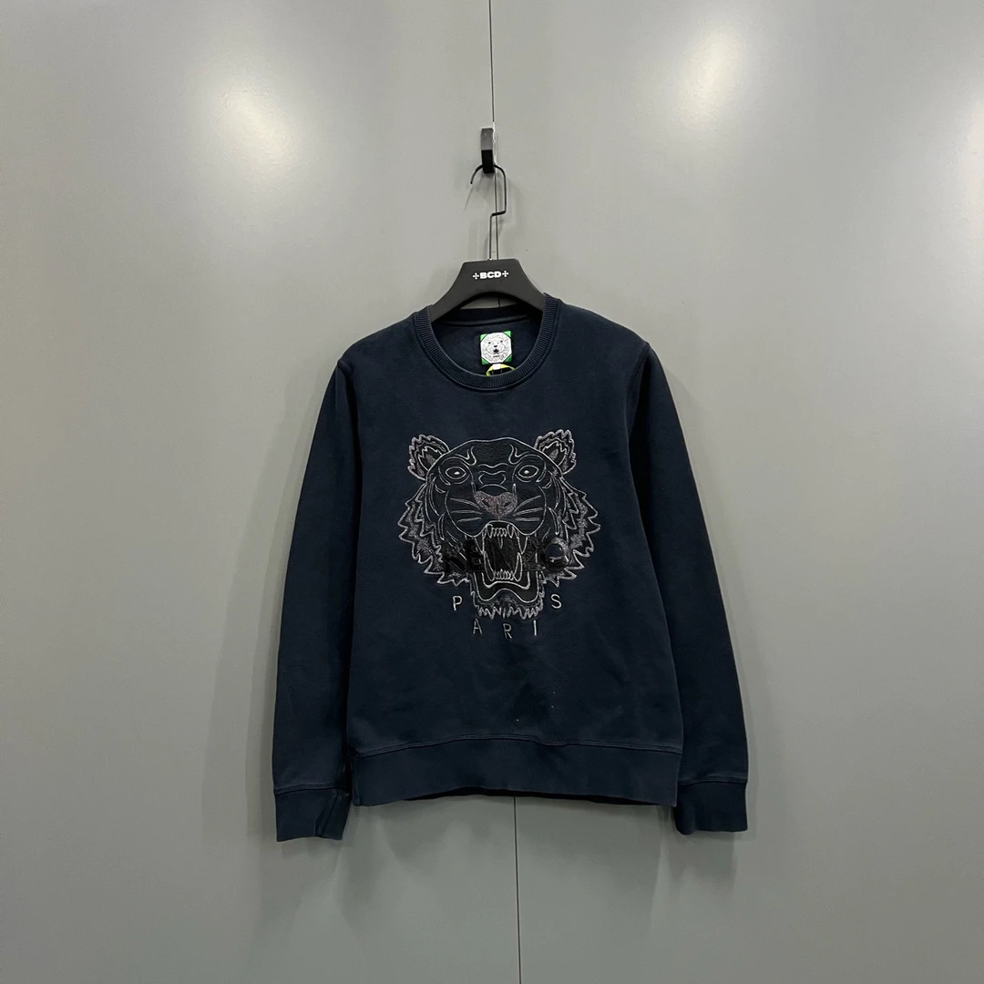95新 KENZO/肯佐 （bb）121 藏青色虎头logo刺绣卫衣 L码/5000/污渍