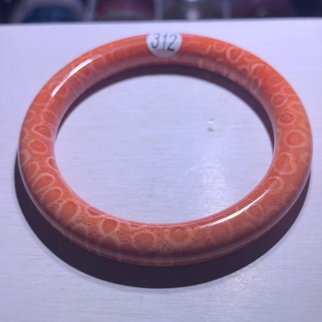 水晶手镯银S925镶嵌珊瑚玉56.3圈312