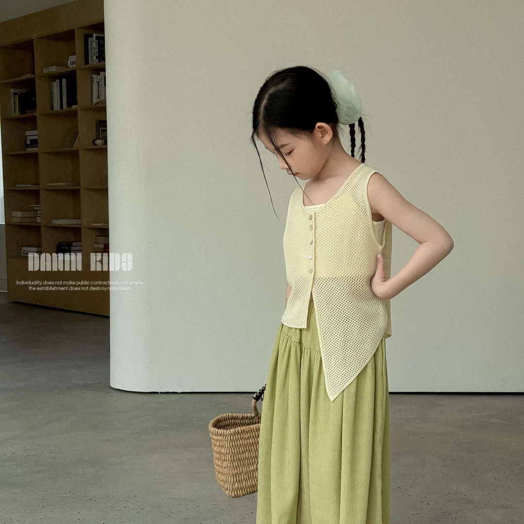 【嗒囜】莱赛尔天丝~兼具柔软透气 女童夏季新款无袖背心开衫小外套