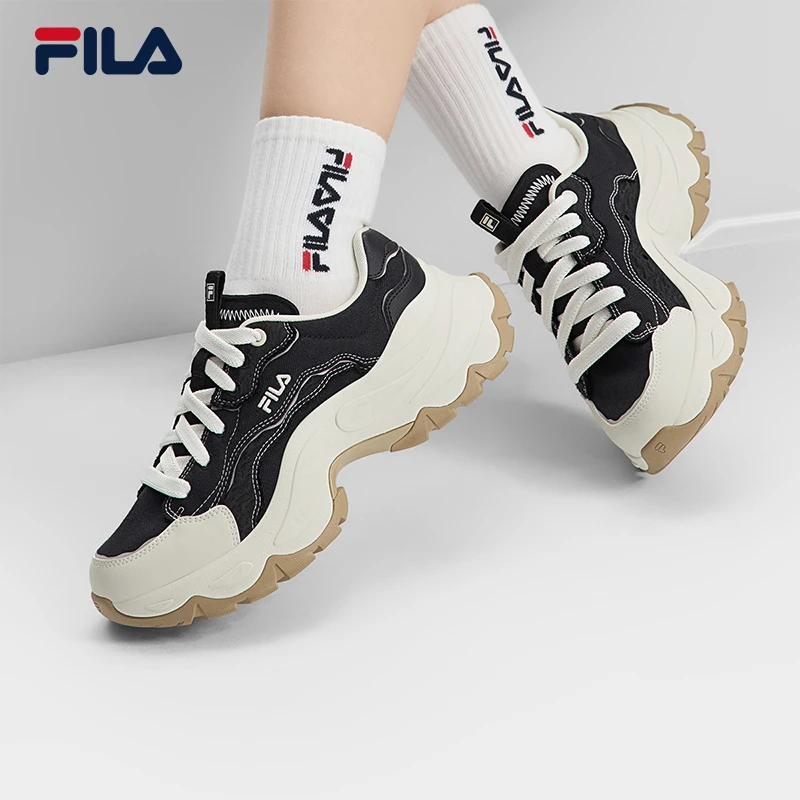 FILA斐乐官方女鞋摩登帆布鞋2025夏季新款厚底增高鱼刺运动休闲鞋