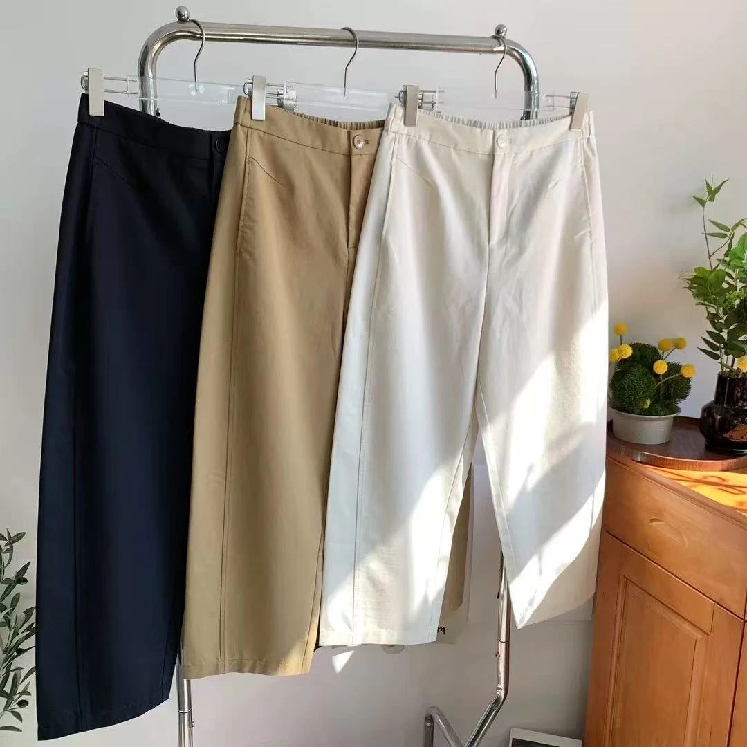 百搭九分弧形奶奶裤2025夏季新款大码梨形身材高腰显瘦宽松休闲裤