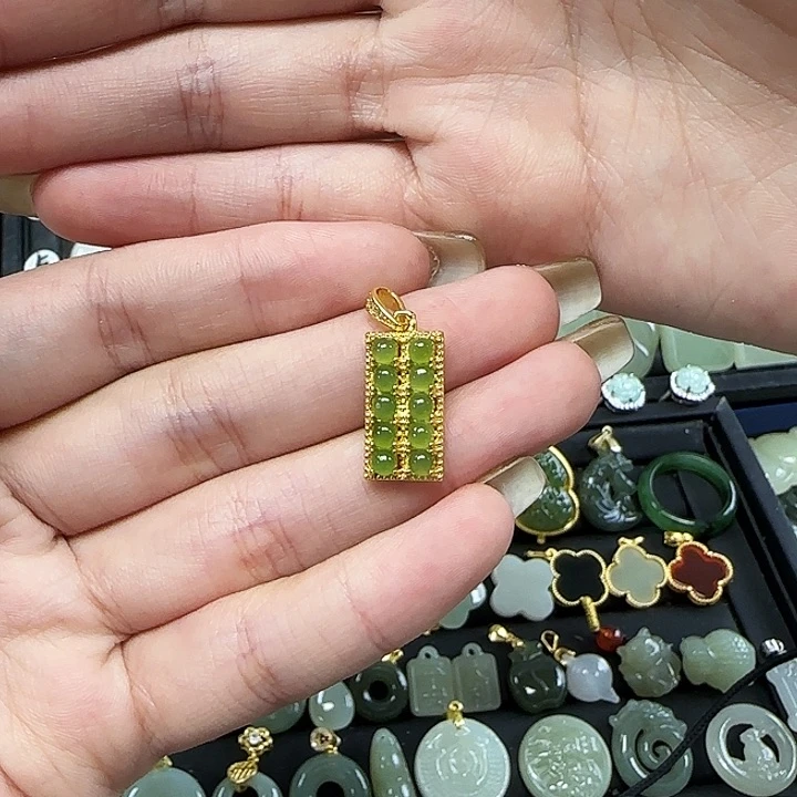 和田玉颈饰银S925镶嵌