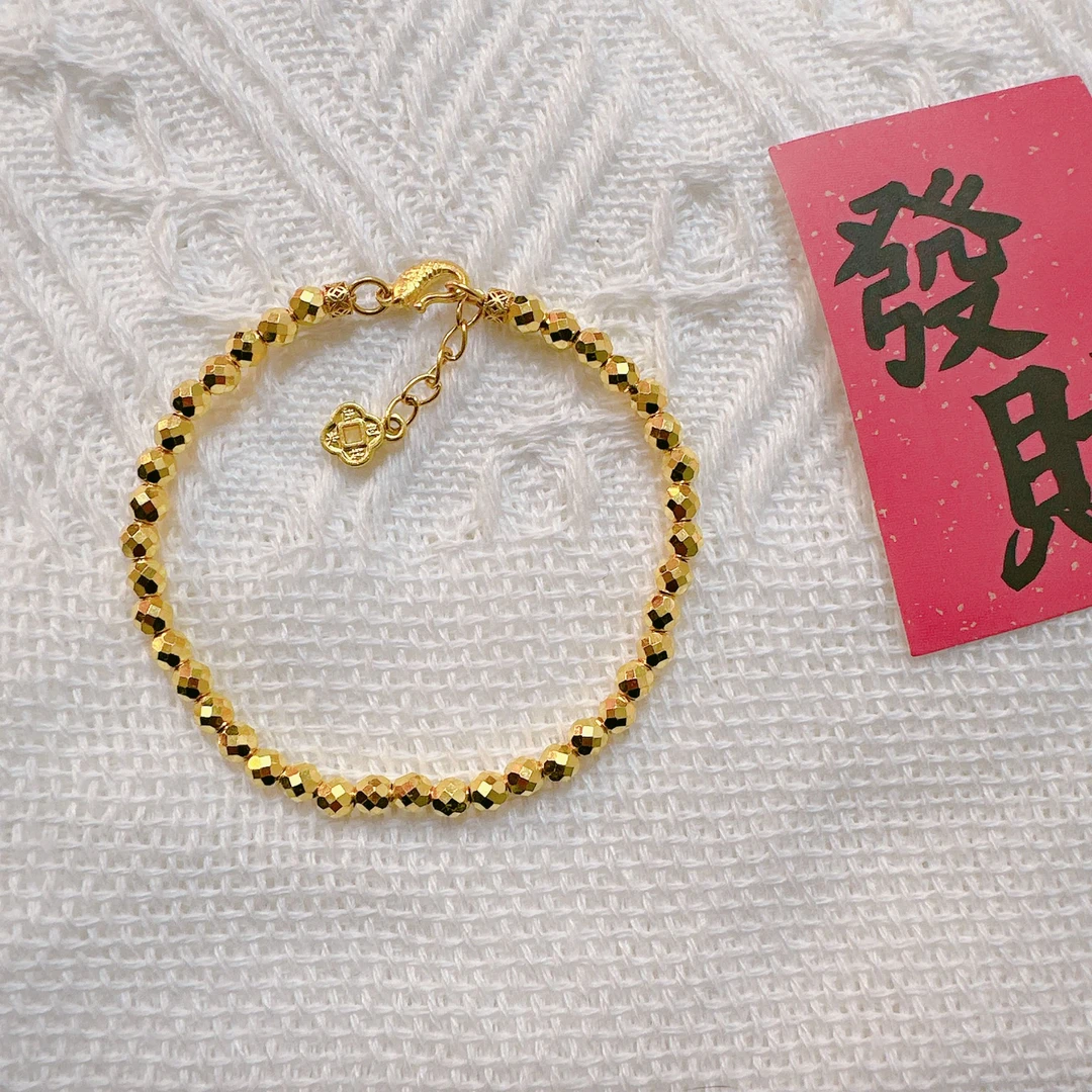 足金999饰品投资金卡四蹦迪珠手链 14-16手围 10.88克AN