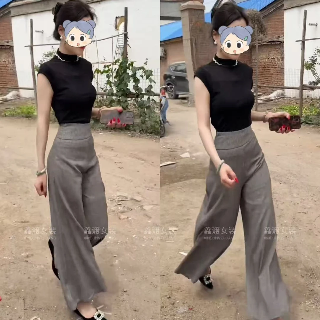 2025夏季新款时尚显瘦气质女士网红洋气两件套百搭款D9528