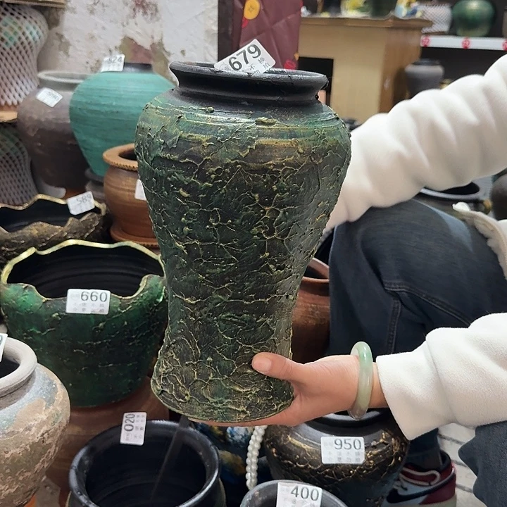 瑕疵金绿纹路鱼尾679高度28口径12