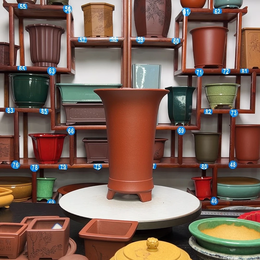 紫砂花盆钓***者圆盆花盆