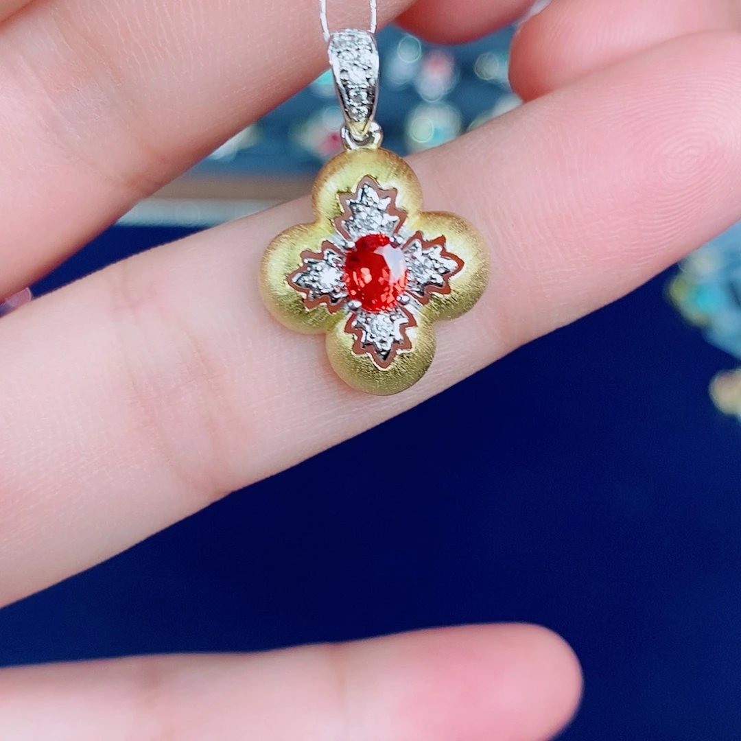 蓝宝石吊坠(不含链)银S925镶嵌