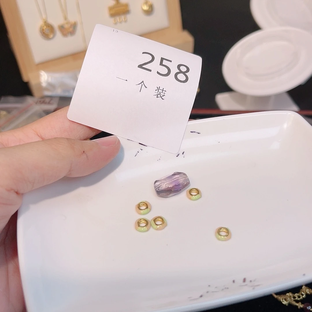 紫晶珠宝半成品银S925镀金镶嵌258