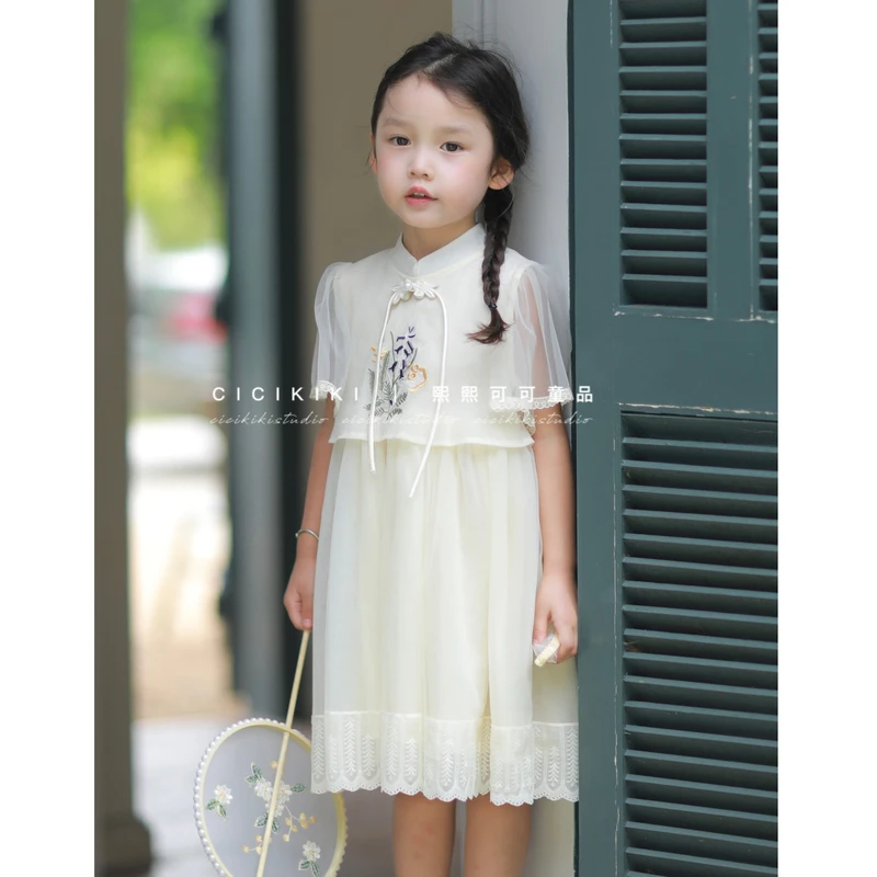 现货【方书】女童夏季新百搭新国风绣花汉服连衣裙熙熙可可LYQ2388