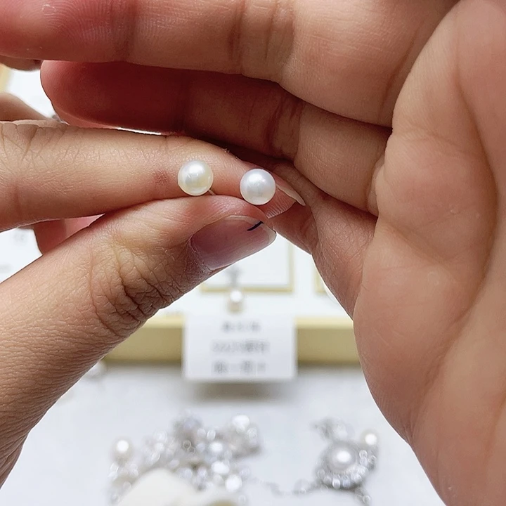 淡水珍珠耳饰银S925镶嵌S****路