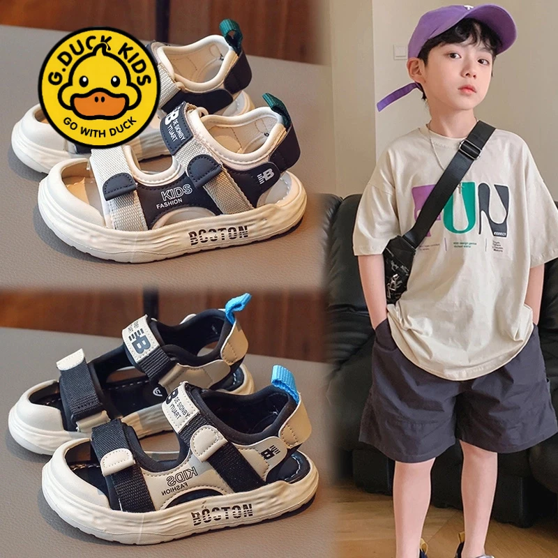 小黄鸭男童凉鞋2025新款夏季运动休闲凉拖中大童男孩防滑沙滩鞋
