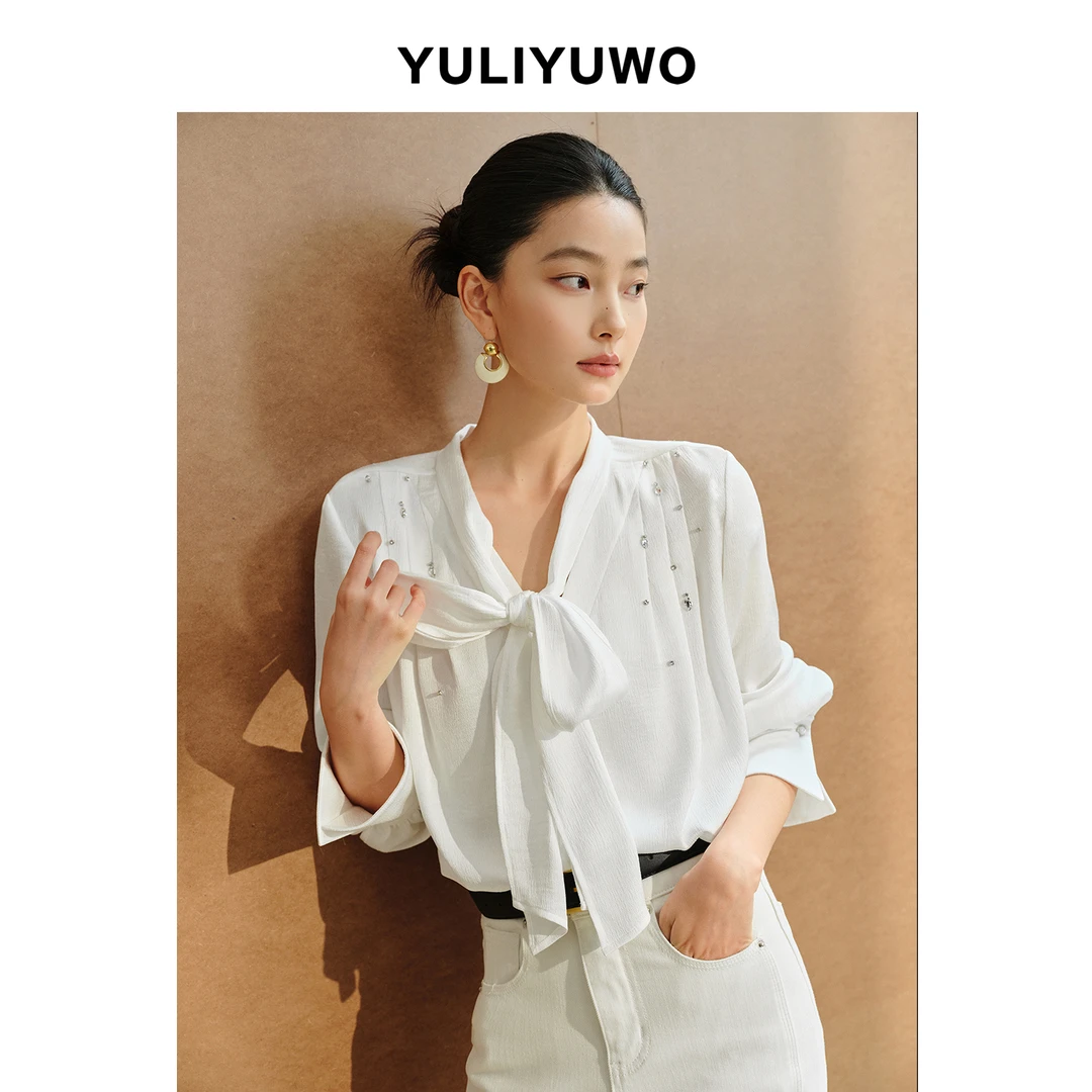 与里与我/重工氛围感手工水晶珠钻衬衫 257531Y