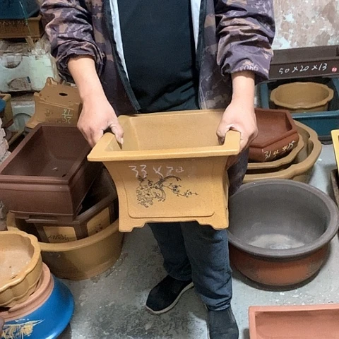 紫砂花盆手工制作