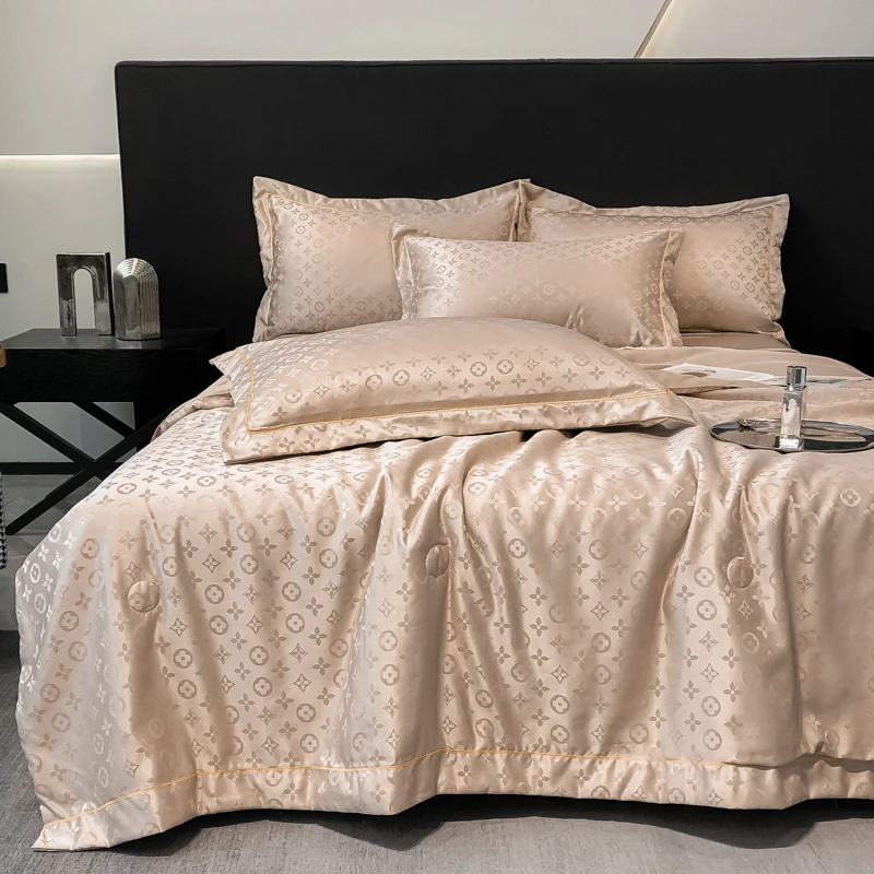 富安娜2024新款水洗冰丝夏凉被四件套夏季家用空调被凉感丝滑