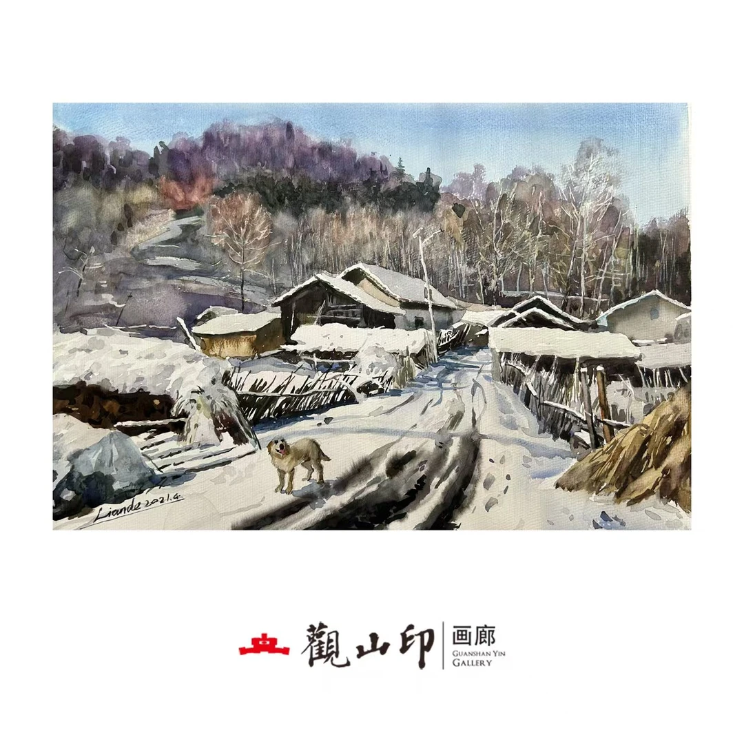 Z原创手绘风景水彩画38.4x53cm作品9409