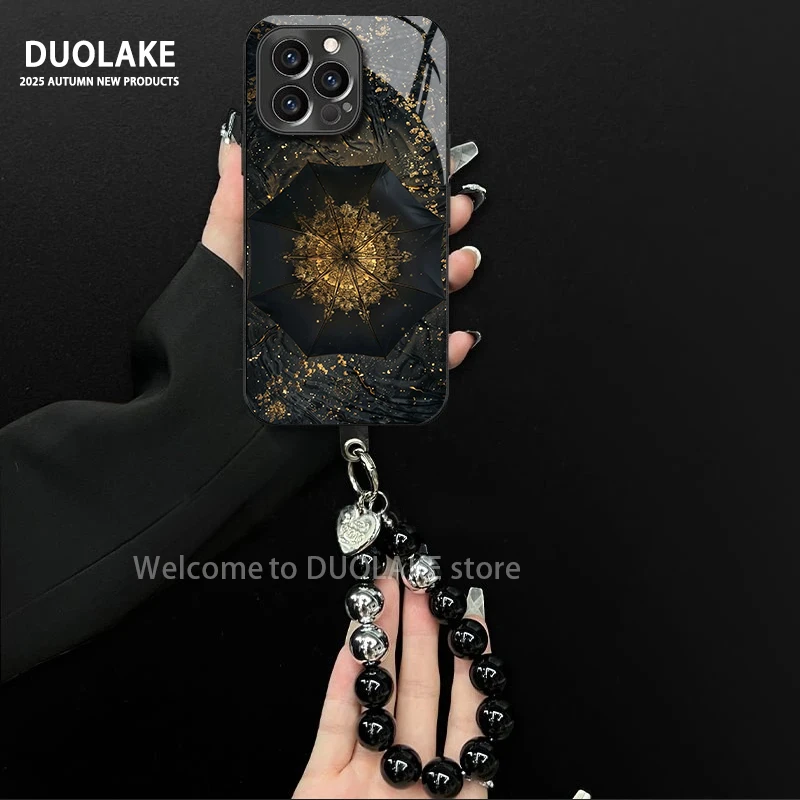 奢华黑金适用苹果vivo华为oppo小米iPhone17电镀玻璃防摔手机壳潮