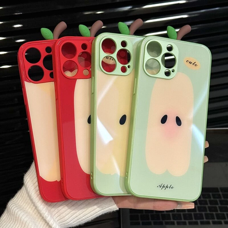 适用苹果16pro手机壳iPhone15华为p简约mate70直边玻璃红苹果小众