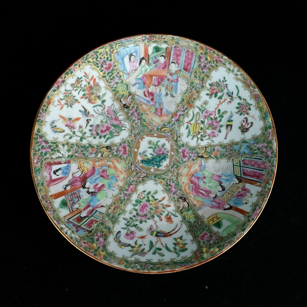 清晚期广彩花鸟人物纹大盘-M26AD001B89