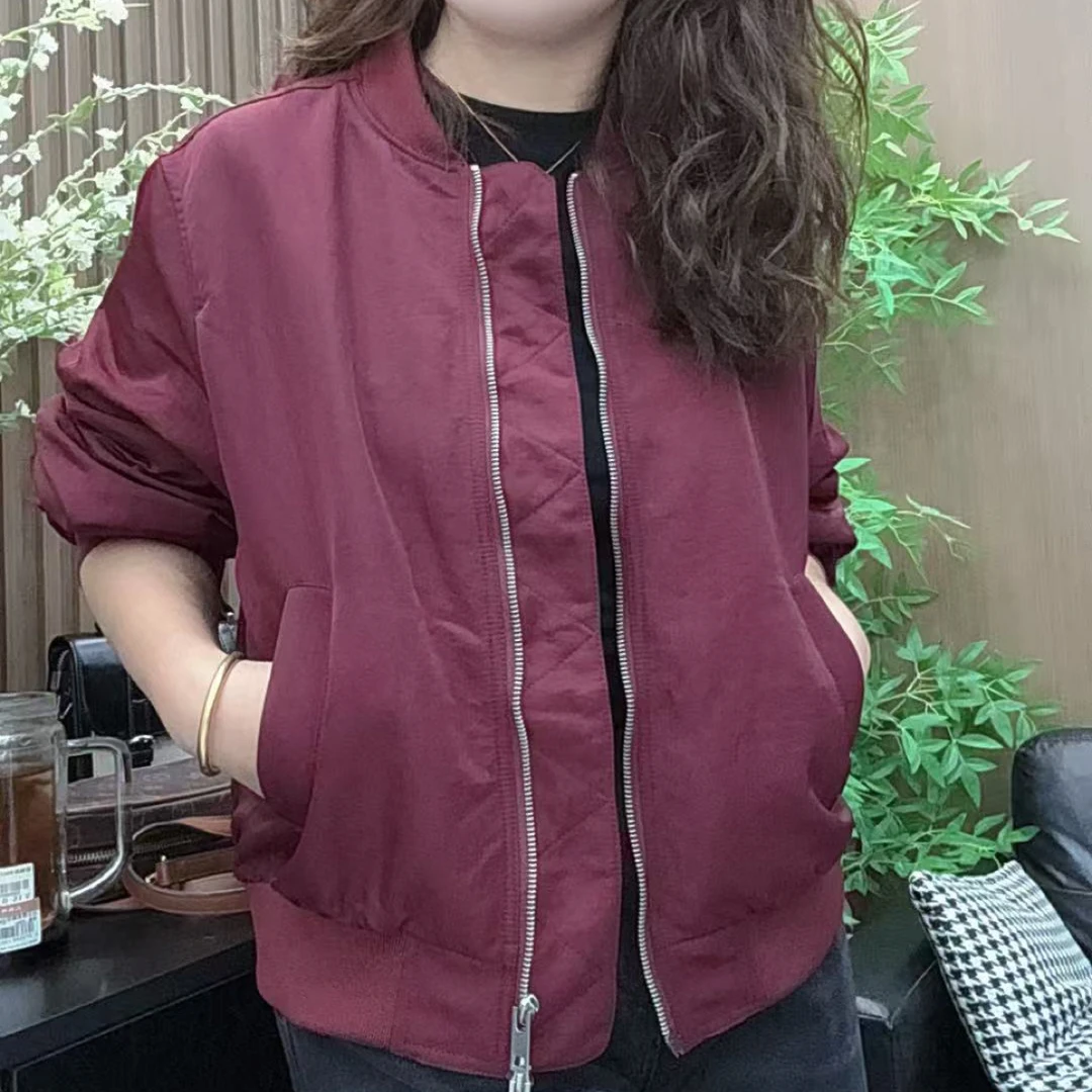 3056短款时尚棒球服外套女春款洋气长袖拉链夹克