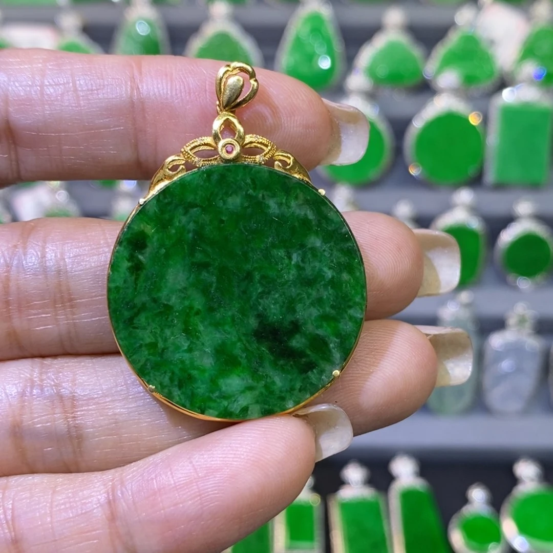 翡翠吊坠(不含链)18K金镶嵌容吊坠