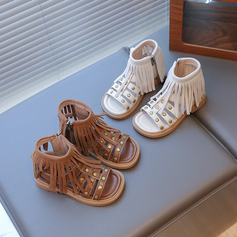 女童沙滩鞋儿童鞋子2025夏季新款防滑凉鞋软底公主鞋中大童罗马鞋